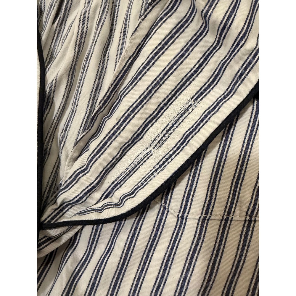 Petite Plume French Ticking Twill Pajama Top Womens M Navy White Stripe Preppy - Picture 7 of 11
